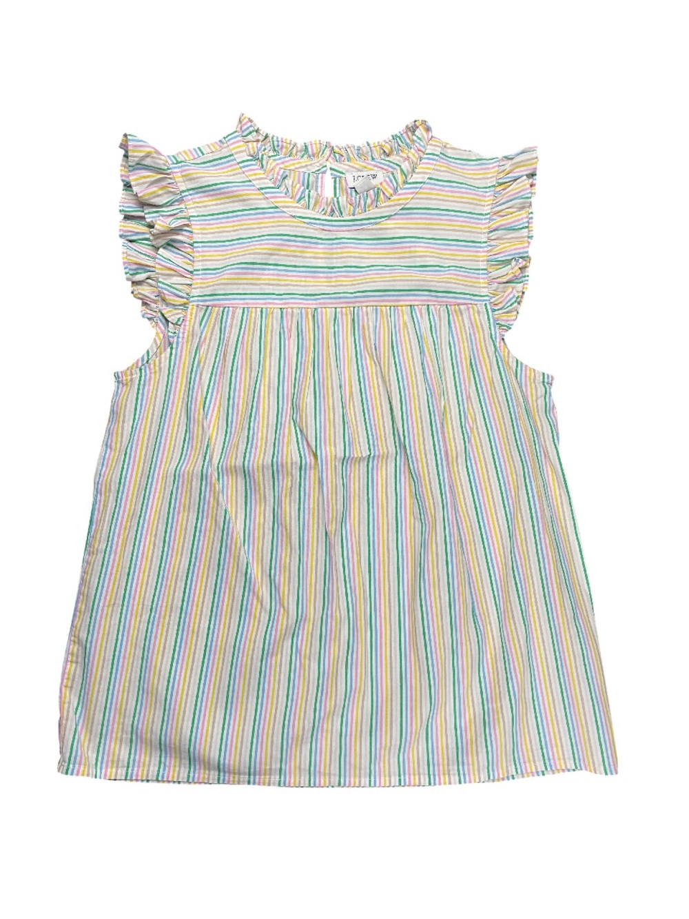 J.Crew Girls Size 4 Striped Ruffle Sleeve Dress Cotton Lightweight Preppy Summer